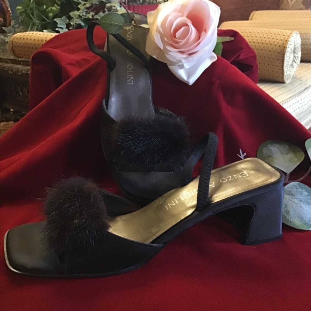Enzo Angioilini Mink slingback chunky heel shoes  gorgeous - Picture 2 of 3